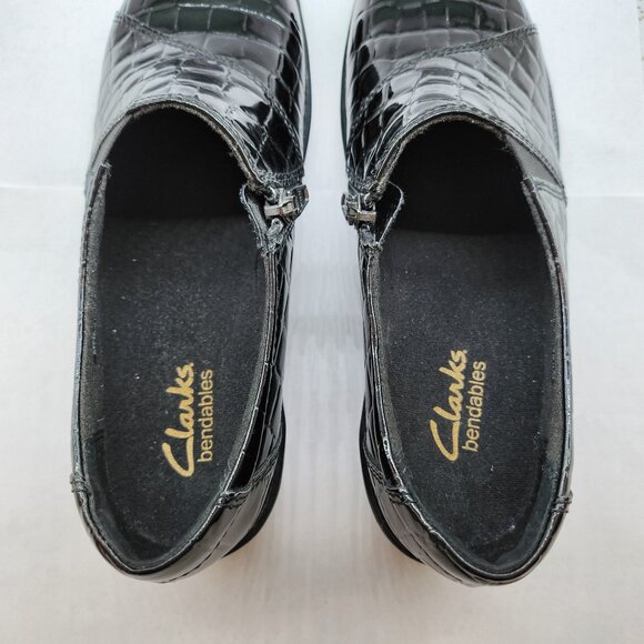 Bendables Faux Patent Croc Print Black Shoes for Ladies - Picture 7 of 8